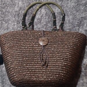 White stag straw bag